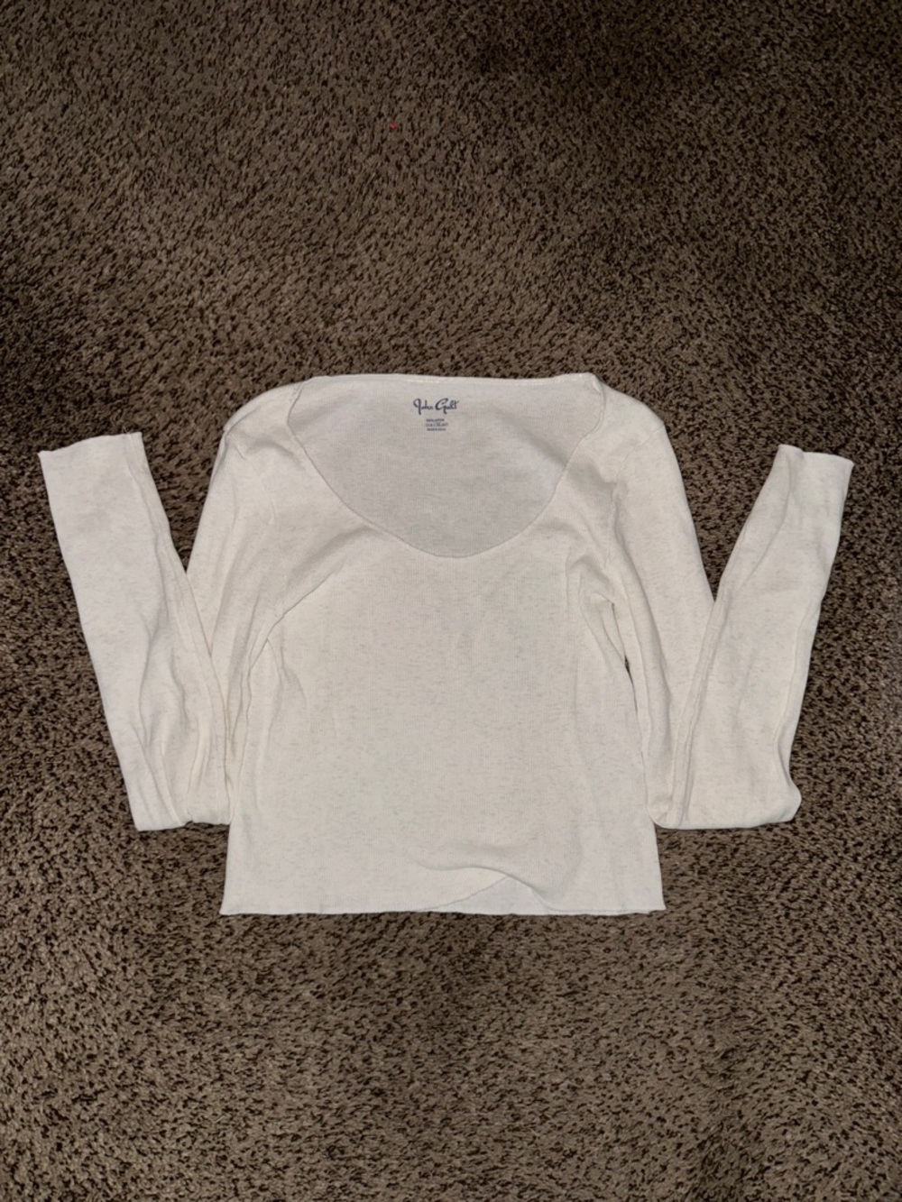 Brandy Melville White Scoop Neck Long Sleeve Top